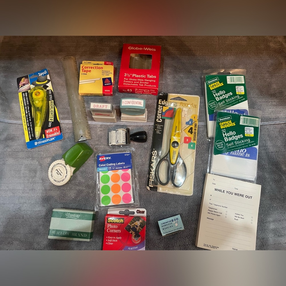 Office Supplies Bundle with Scissors and Labels